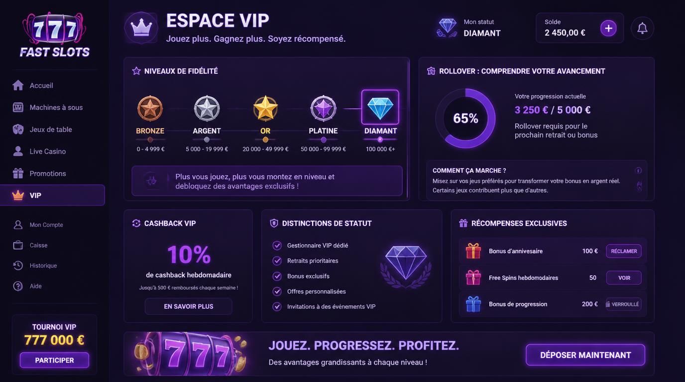 Visuel refletant le programme VIP et les conditions de rollover